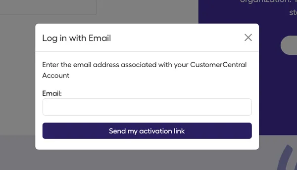 Customer Central Login Email